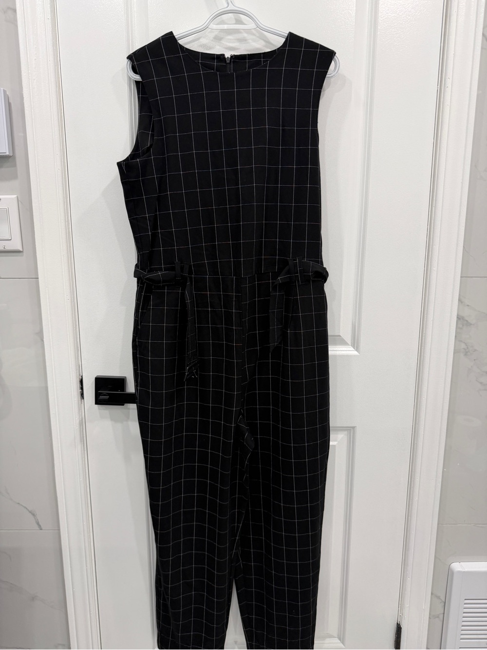 Vero Moda Black and White Windowpane Sleeveless Jumpsuit